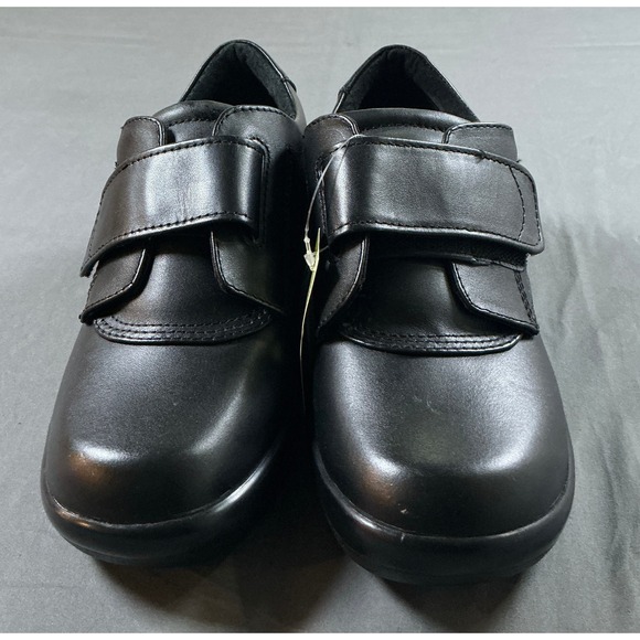 Apex Shoes - Apex B3000W Womens Black Leather Ambulator Shoes Hook Loop Strap Size 7.5 MED